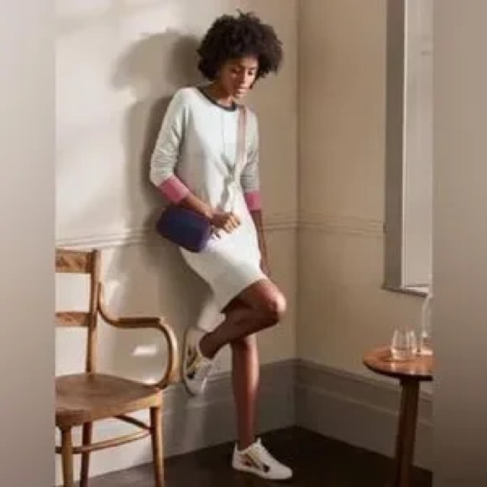 Boden Colourblock Knitted Sweater Dress in Grey Melange Women’s Size 10 - Picture 2 of 6